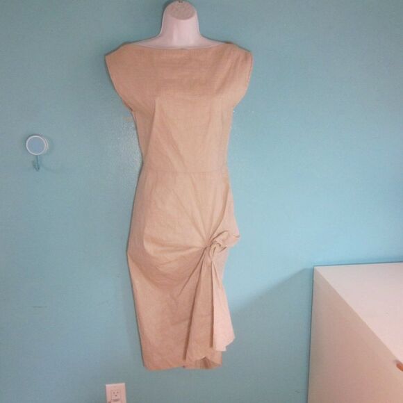 Malloni Italian Linen Stretch Sheath Dress Size 40 / 2 - Picture 2 of 12